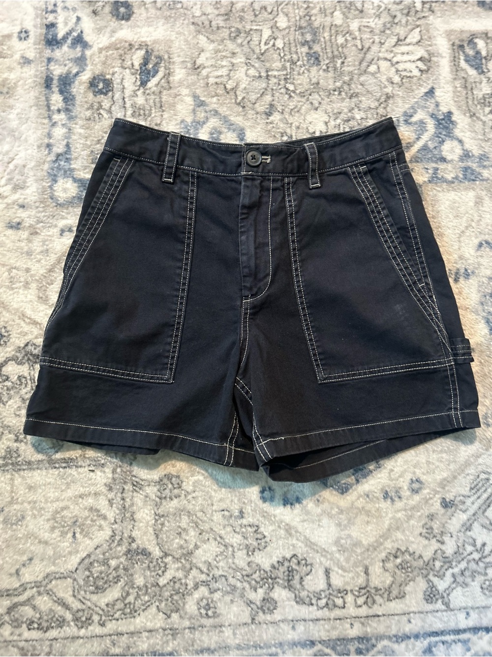 GAP Black Contrast-Stitch Utility Shorts